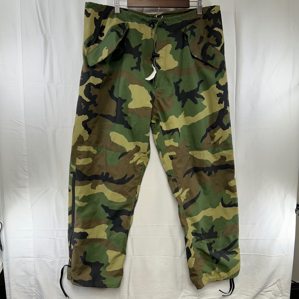 US Military ECWCS Trousers Mens Large Regular Green Camo Gore-Tex Rain Pants